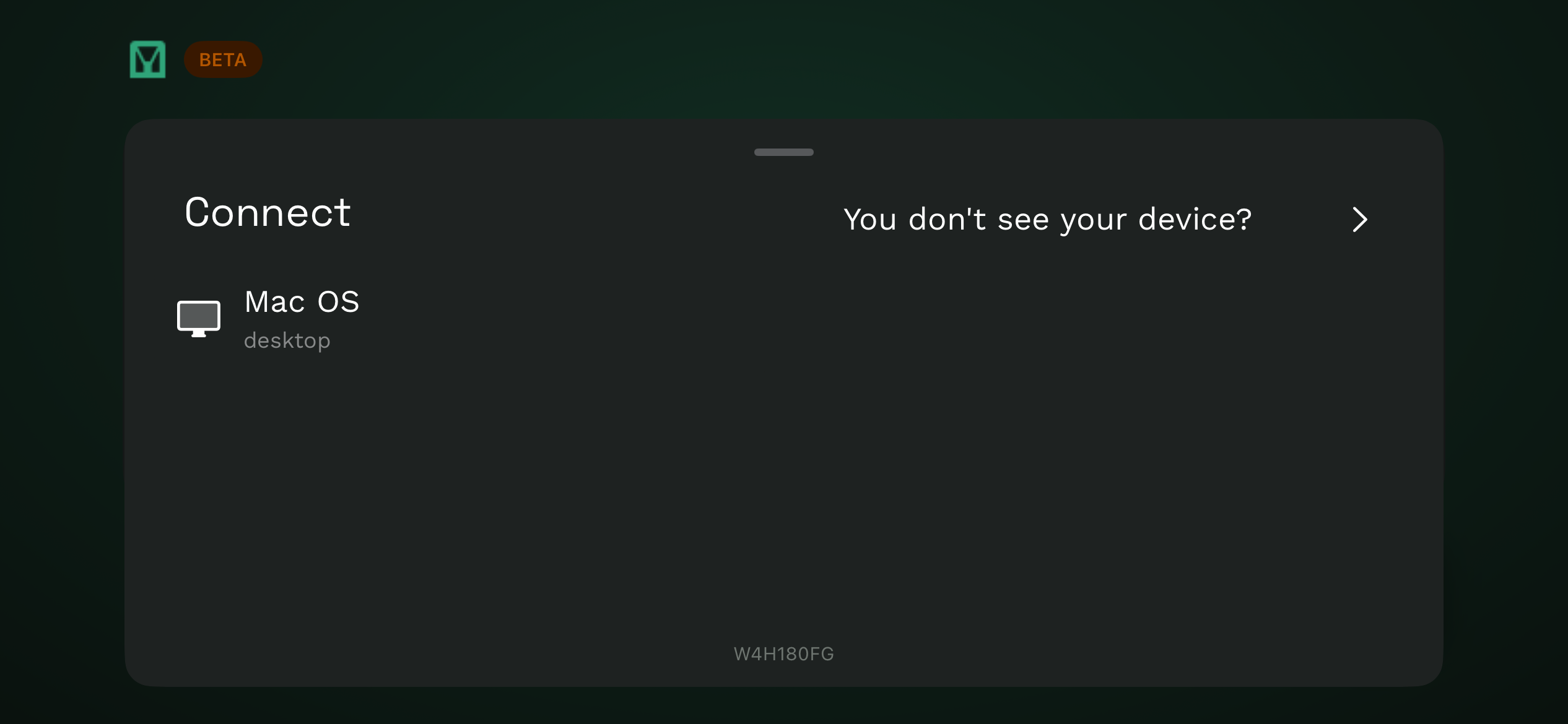 The GCast connection screen detecting a nearby Mac OS device